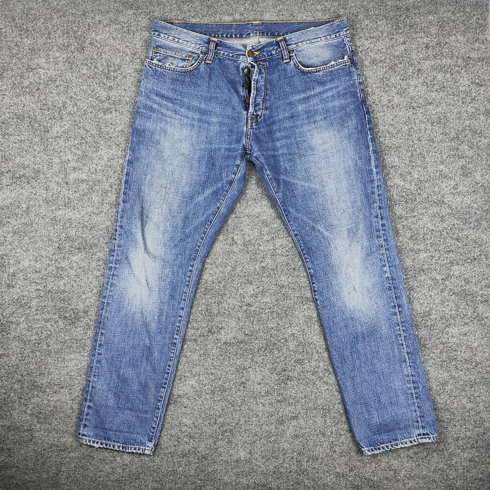 Carhartt Klondike Pant Jeans Mens 36x32 Blue Medium Wash Slim Tapered Denim
